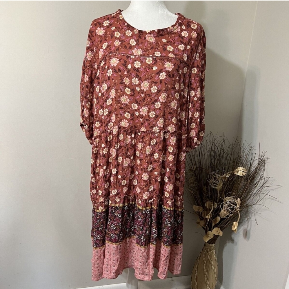 Knox Rose Women's Floral Pink Dress XXL